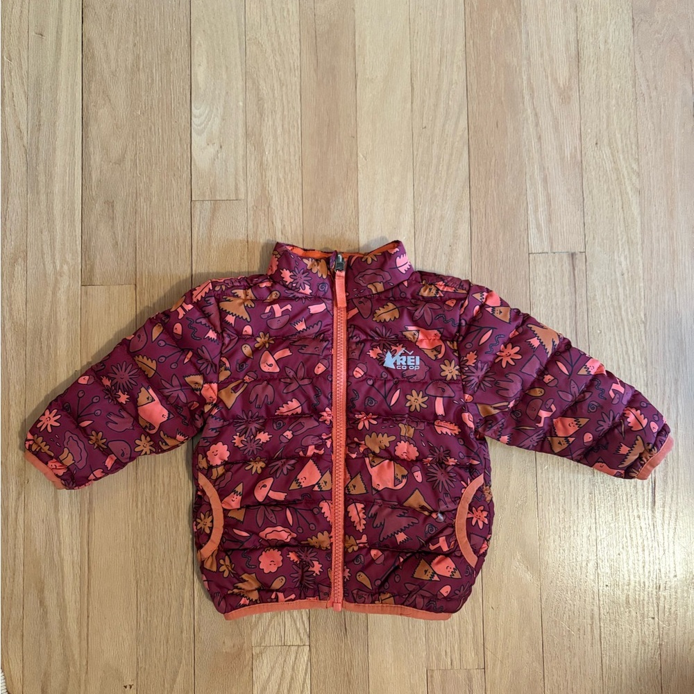 REI Co-op 650 Down Reversible Puffer Mushroom Tree Print